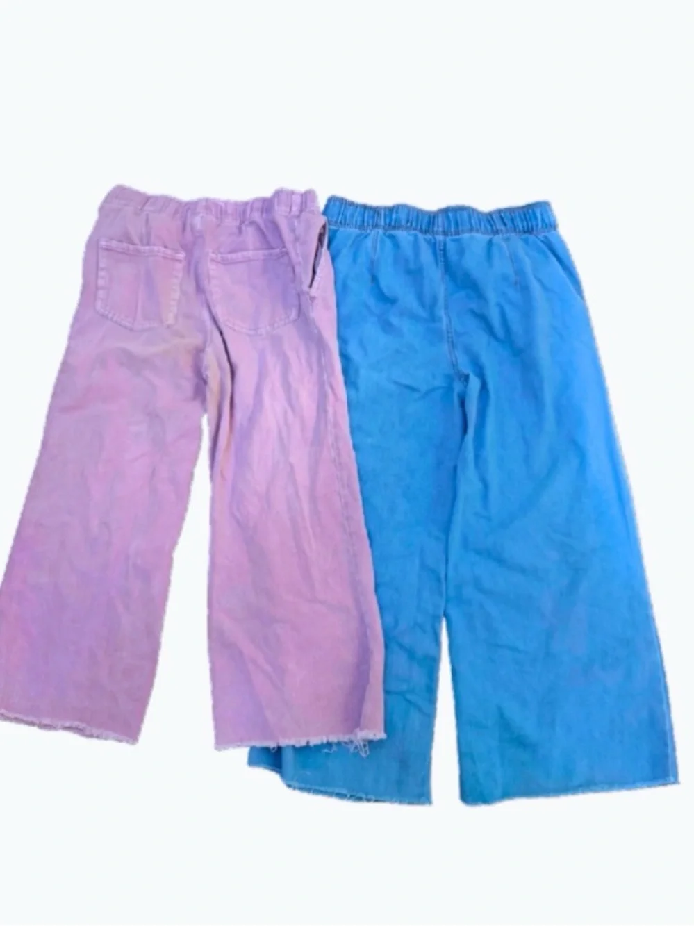 Girls Wide-Leg Jeans in Lavender and Blue - Comfortable Casual Fit